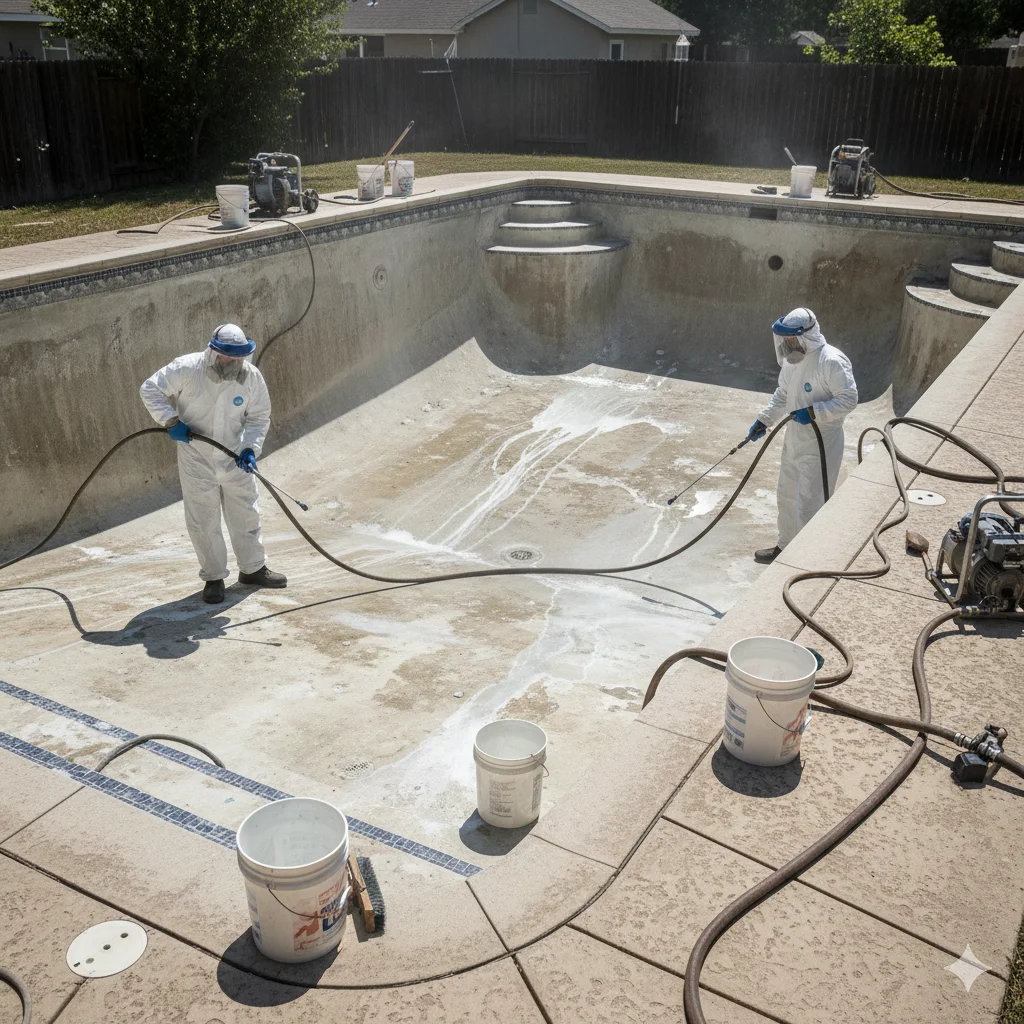 Pool acid wash cleaning