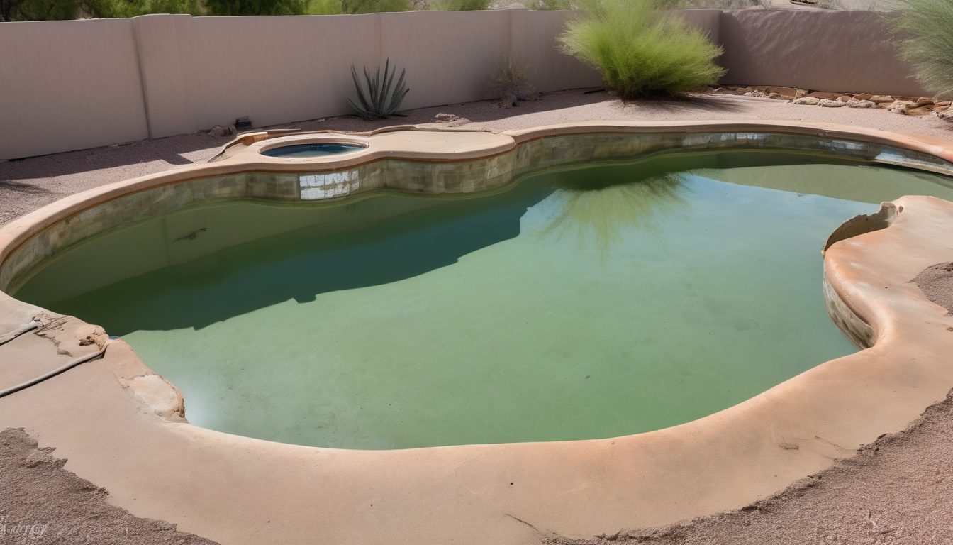 Before - worn pool surface