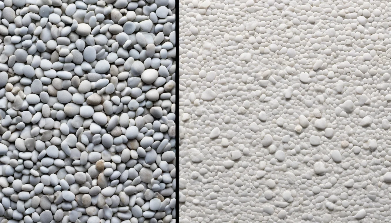 Pebble and plaster finish textures side by side