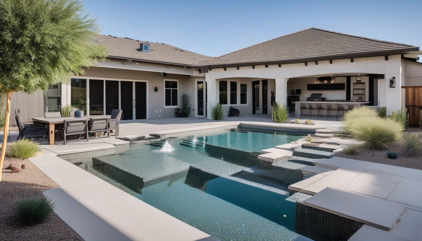 Resurfaced pool behind a Gilbert home